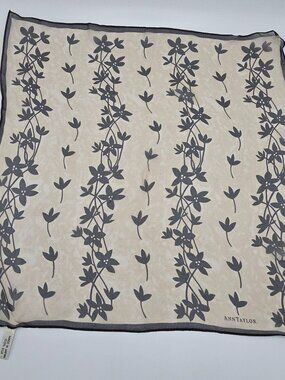 Vintage Japanese Silk Chiffon Scarf | Botanical Print | Luxury Collector Accesso